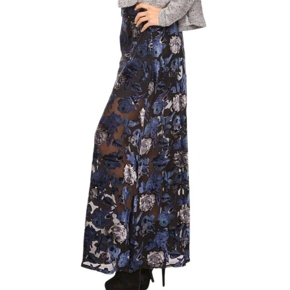 XXI Forever 21 Whimsigoth Velvet Burnout Maxi Skirt Juniors Small Fairy Grunge - Picture 1 of 11